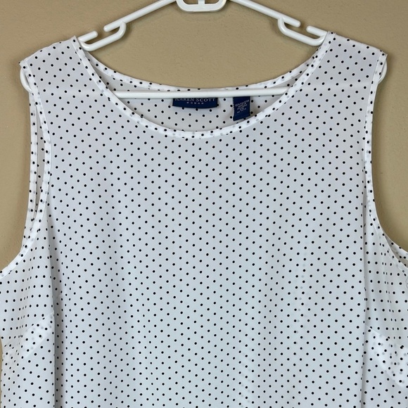 Karen Scott White w/ Black Polka Dots Sleeveless Camisole Tank Blouse; Size 2X - Picture 1 of 9